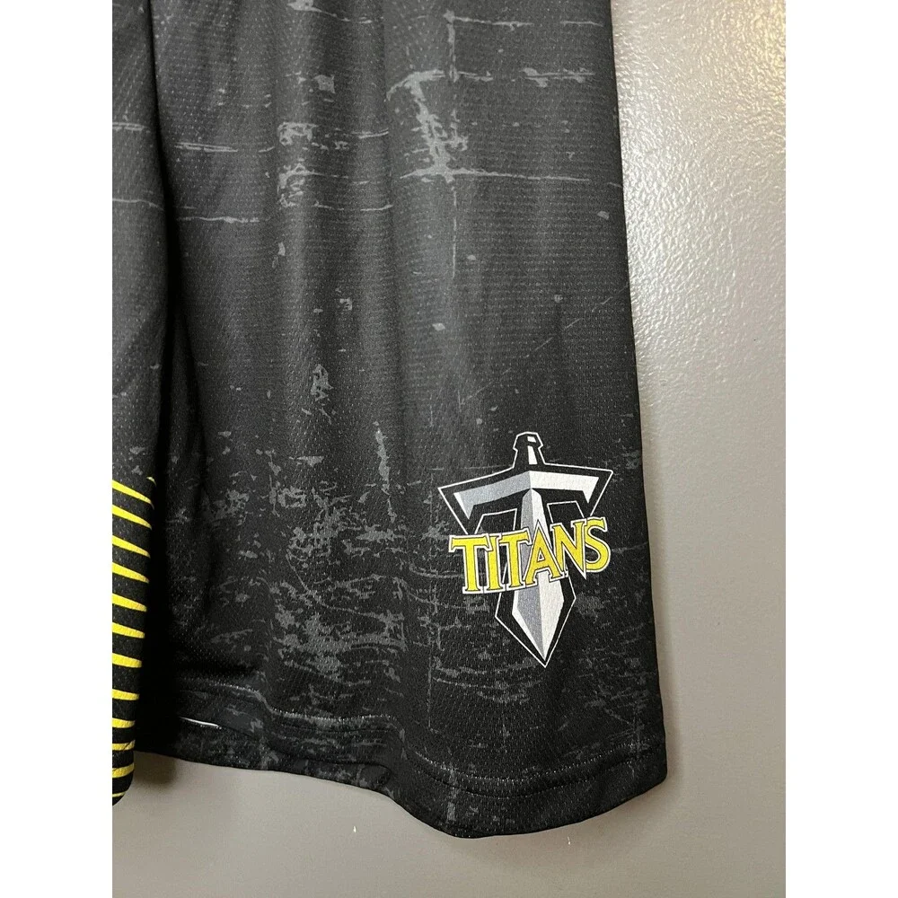 Adidas Titans Shorts Mens Large Black Yellow Basketball Athletic Mesh Drawstring